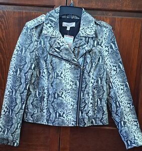 NWT Philosophy Snakeskin Faux Leather Moto Jacket